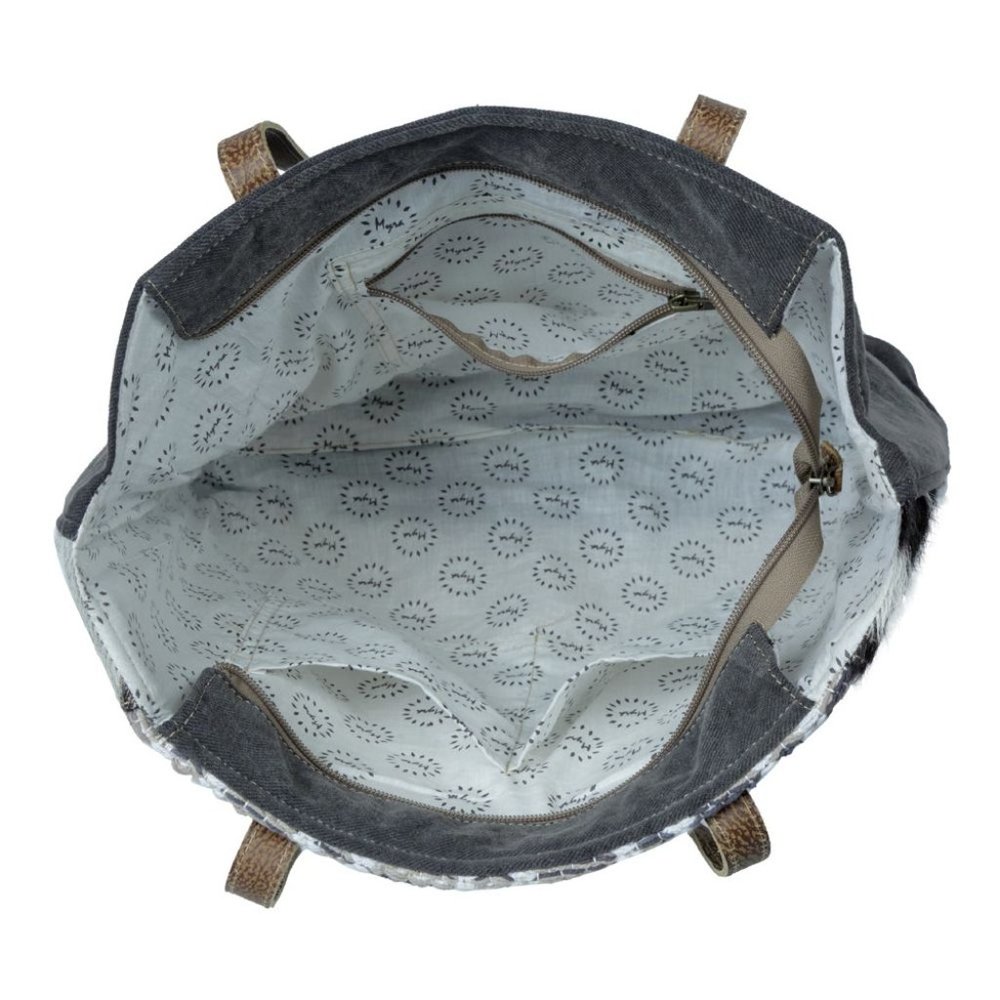 Myra Bag Handmade Felicity Backpack Upcycled Canvas & Cowhide Leather - Picture 5 of 7